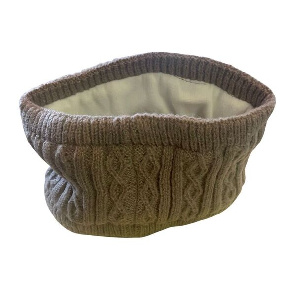 1 LEFT! Womens Knit Beanie Visor Hat W/Ponytail Opening – Beige Fleece Lined-OS main image 8